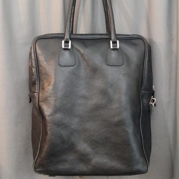 mens black leather tote bag